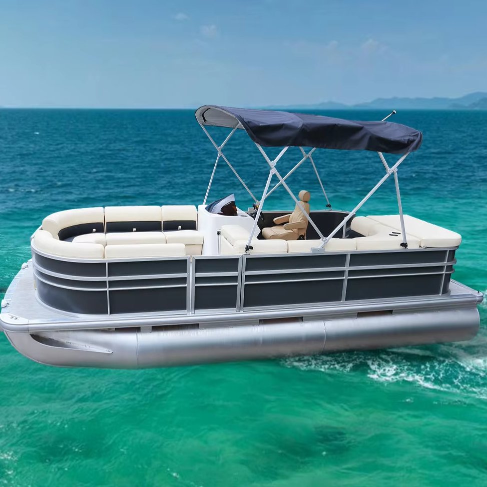 Kinocean Customizable 19ft Aluminum Pontoon Boat for Parties & Leisure